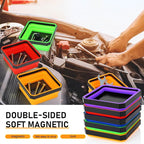 Barydat 10 Pcs Magnetic Tool Tray Collapsible Foldable Parts Trays Set Magnetic Screw Tray Magnetic Parts Bowl Square Silicone Magnetic Tool for Bolts Nuts Washers Pins Screw Parts (Multicolor)