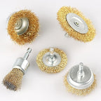 5 Pcs Wire Brush for Drill Set, Brass Wire Wheel for Drill, 1/4 Inch Hex Shank, Wire Brushes for Cleaning Rust for Drill