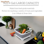 Collapsible Wash Basin 9L, Foldable Dish Tub with Drain Plug, Portable Collapsible Dish Basin, Camping Sink for Washing Dishes, Laundry & Kitchen Use,Gray