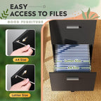 DEVAISE 2 Drawer File Cabinet, Mobile Printer Stand, Wood Filing Cabinet fits A4 or Letter Size for Home Office, Black