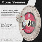 Diamond Tile Saw Blade - 5''(125mm) Cutting & Grinding Disc Wheel for Porcelain Ceramic Tile Marble Granite Artificial Stone with X Mesh Rim for Angle Grinder
