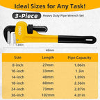 deli Pipe Wrench 24-inch, Heavy Duty Straight Adjustable Wrench, Professional Plumbing wrench tools, for Pipe, Home, Vehicle repair