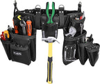 Heavy Duty 19 Pocket Leather Tool Belt Multipurpose Pockets Work Organizer Pouch Framing Fat Lip Tool Holder for Carpenter, Construction, Handyman, and Electrician Tool Belt Set