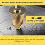 Lichamp Unibit Step Drill Bit for Metal, Genuine HSS M2 Drill Stepper Bit for Hard Metal Heavy Duty, 19 Sizes from 3/16" to 1-3/8", Spiral Grooved with Hex Drive, C2GD