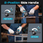 SEESII Cordless Angle Grinder 4-1/2 Inch, 21V Brushless Battery Grinder Tool with 2X 4.0Ah Batteries, 10000RPM for Metal Cutting, Grinding, Polishing, Rust Removal (Blue)