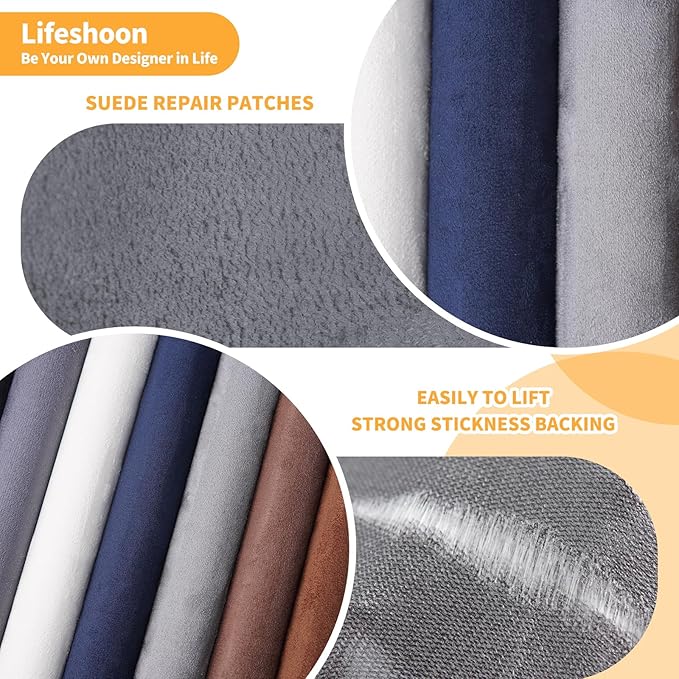 Fabric Repair Patches, Self-Adhesive Suede Patches Tape Durable, DIY Large Fabric Repair for Sofa, Couches, Furniture, Chair, Clothing （3.5X79 Inch, Grey）