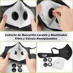 BASE CAMP Silver and Black Upgrade M Plus Dust Mask, Reusable Respirator Face Mask with 6 Activated Carbon Filters, Safety Work Masks for Woodworking, Construction, Yard Lawn Paint, Dust