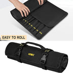 Wrench Roll Organizer (NOT for Ratcheting Wrench),Wrench Roll Up Pouch with 23+1 Pockets,Heavy Duty Tool Roll for Metric & SAE Wrenches,Large Wrench Holder Organizer Bag for Men,Mechanics(Black)