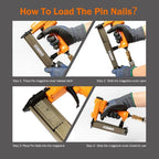 P625 Pneumatic 23 Gauge Headless Pin Nailer, 1/2-Inch to 1-Inch Leg Length Air Powered Micro Pinner for Furniture, Cabinets, Interior Decoration
