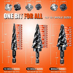 Four Spiral Flute Step Drill Bit for Metal,M35 Cobalt Unibit Step Drill Bit Set 1/8"-7/8" (3 pcs),Wear-Resistant AlTiN Coated,1/4" Hex Shank for Metal, Stainless Steel, Aluminum, Plastic