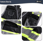 JKSafety 11 Pockets Hi-Vis Black Mesh Safety Vest for Men Women High Visibility Reflective Construction with Zipper Work Utility PPE Work Gear ANSI/ISEA compliant (102-Black 5XL)