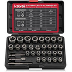 Kolvoii Bolt Extractor Kit, Nut Extractor Socket Set, Stripped & Rounded Bolt Remover with 1/4" & 3/8" Drive, 32PCS Lug Nut Removal Tool for Damaged, Frozen, Broken, Rusted and Rounded-Off, 35#CR-MO