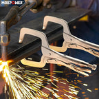 MAXPOWER 11-inch Locking C Clamp, Heavy Duty C-Clamp Locking Pliers with Regular Tips for Welding