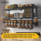 SOYEEZE Power Tool Organizer - 8 Drill & Screwdriver Wall Mount, 3 Layer Storage Rack with Hammer & Plier Holder