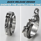 Stainless Steel 4 Inch V Band Exhaust Clamp Flange Kit for Exhaust, Quick Release 4 Inch V Band Clamp for Turbochargers To Hold Components Together Under High Pressure or Heat,1 Piece (4.0‘’)