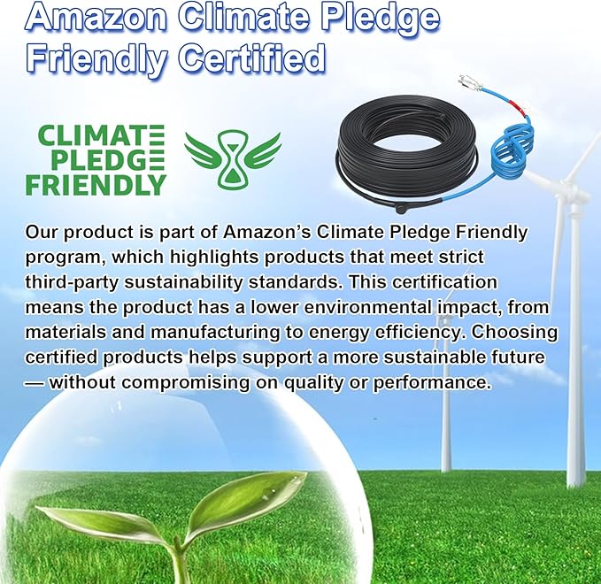 120V 6FT Self-Regulating Pre-assembled Water Pipe Heat Cable for Pipe Freeze Protection, Energy-Saving Pipe Heating Cable Keeps Water Flowing at -40°F
