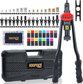 16" Rivet Nut Tool Kit with 15 Metric & SAE Mandrels and 170pcs Rivet Nuts,Visible Stroke, Quick-Change Rivet Nut Tool with Carrying Case (16" Rivet Nut Tool Kit)