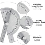 Angle Protractor Angle Finder Ruler Two Arm Stainless Steel Protractor Woodworking Ruler Measure Tool with 0-180 Degrees(30 cm/ 11.8 Inch)