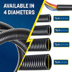 GS Power 3/8 Inch x 50 Ft Split Wire Loom Tubing, Split Cable Sleeve Cord Protector for Industrial Electrical Wires, Automotive Wire Cover Flexible, High Temperature Cable Conduit, Wrap