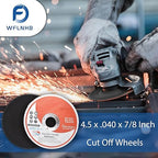 WFLNHB 100 Pack 4-1/2 Inch Cut Off Wheels for Metal and Stainless Steel Cutting Discs for Angle Grinders 4.5 x .040 x 7/8 Inch