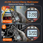 FKM Digital Clamp Meter Multimeter Tester TRMS 6000 Counts Auto-ranging Amp Smart Voltage Tester,for AC/DC Current,AC/DC Voltage,NCV Detection,Resistance,Capacitance,Continuity,Diode,Hz,Temp Test