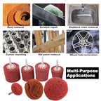 HighFree 7 PCS Non Woven Abrasive Buffing Polishing Wheels Drill Attachment Set - Scouring Pads Wheel with 1/4" Shank for Stainless Steel Copper Aluminum Wood-Wares (320 Grit Red)