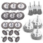 Double Elite Wire Brush for Drill Set 21 Pcs, Abrasive Wire Wheel for Drill 1/4 Inch Hex Shank, Wire Cup Brush for Drill, Drill Wire Brush Coarse Crimped Carbon Steel, Wire Brush Drill Attachments