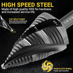 Four Spiral Flute Step Drill Bit Set, 5 Pieces 1/8"-1-3/8" HSS Unibit Step Drill Bit, 1/4" and 3/8" Shank Step Bits for Metal, Aluminum, Wood, Plastic