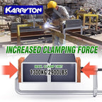 Heavy Duty 16" Inch F-Clamp w/Replaceable Pad, 5-1/2-Inch(140mm) Deep Throat, Drop Forged Steel F Style Bar Clamps for Welding, Bar Size 1-1/5" * 3/5", 2900LB Clamping Force