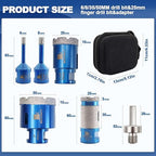 Tile Hole Saw Kit - BRSCHNITT Diamond Core Drill Bit Set 1/4",5/16",1-3/8",2" Drill Bit&1" Diamond Finger Milling Bit for Porcelain Tile Ceramic Marble Granite & Adapter