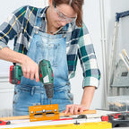 Self Centering Doweling Jig Kit, Drill Jig For Straight Holes Biscuit Joiner Set With 6 Drill Guide Bushings, Adjustable Width Drilling Guide Power Tool Accessory Jigs (Gold)