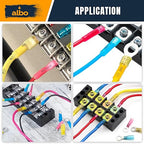 250PCS Yellow Heat Shrink Ring Terminal Kit – 12-10 AWG Wire Terminal Connectors Assortment, 6 Sizes (#8, #10, 1/4", 5/16", 3/8", 1/2") – Waterproof Tinned Copper Electrical Ring Connectors