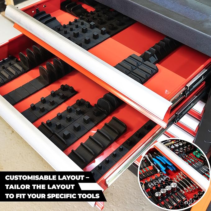 StealthMounts Drawer Hive Deep Socket Holder – 10 Pack | Modular Drawer Organiser for Deep Sockets | Injection-Moulded TPE | Made in UK