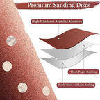 100 PCS 240 Grit 5 Inch Sanding Discs, Hook and Loop Sandpaper for Random Orbital Sander