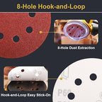 100 PCS 5 Inch Sanding Discs 60 Grit Hook and Loop Adhesive Round Sandpaper for Random Orbital Sander