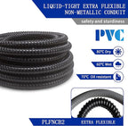 (1/2" Dia * 25 Feet) Yariwiz Black Special Extra Flexible Electrical Conduit Liquid Tight PVC Conduit Kit with 3 PCS Coupling, 3 PCS Elbow and 7 PCS Strap, Sealtight Seal Flex Liquidtight Wire