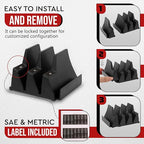 46PCS Magnetic Modular Wrench Organizer with 8" Magnetic Tool Holder, Wrench Rack for Tool Box Drawer, SAE & Metric Labels, Space-Saving Storage, Gift for Professional Mechanics Men, Black