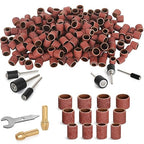 300Pcs Sanding Drums Kit – 80/120/240 Grit Sanding Bands with 24 Drum Mandrels, 2 Self-Tightening Drill Chucks & 1 Wrench – Tool Accessories Sanding Drum Bits for Rotary Tool