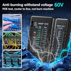 NF-468CS Network Cable Tester,RJ45/RJ11/CAT5/CAT6/CAT5E/CAT6A/ CAT7/POE Test UTP/STP Continuity Tester Ethernet Cable Mapper Phone Line CAT3, Ethernet Cable Tester, LAN Cable Test Network Tools