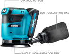IRONFIST Random Orbit Sander, 5inch Sander Compatible with MAKITA 18V Batteries, 3 Speed 7000/9500/11000opm Adjustable with Dust Bag, Include 2000mAh Battery & Charger & 23pcs Accessories