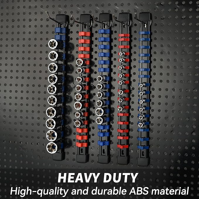Socket Organizer Drive ABS Tools-Socket Holder, Premium Quality 9 Pieces Holders Kit 1/4-Inch x 48 Clips, 3/8-Inch x 45 Clips, 1/2-Inch x 36 Clips