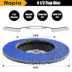 Flap Discs 4 1/2" for Angle Grinder Sanding-Disc - Napia 4 1/2 Flap Disc 40 Grit T29 Zirconia Grinding Wheel, 7/8 Inch Grinding Wheels 4 1/2 inch for Metal, Wood, Stainless Steel Finishing- 40 Pack