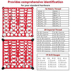 55 Thread Checker - Nut and Bolt Thread Checker Standard and Metric, Bolt Size Finder Bolt and Nut Identifier Gauge with 20 Standard & 16 Metric & 19 Drill Gauges, Bolt Thread Gauge Inch & Metric