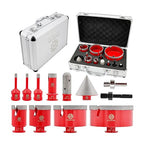 Diamond Core Drill Bit Set - FOCSTOL 12pcs Diamond Hole Saw Kit for Porcelain Tile Ceramic Marble Granite (6/6/8/20/35/50/75/100mm+20mm Finger Milling Bit+50mm Beveling Chamfer Bit+Hex+SDS)