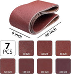 7 Pack 6 x 48 Inch Sanding Belts,6x48 Belt Sander Sanding Belts Aluminum Oxide,40/60/80/120/180/240/400 Grits Sander Belts Assortment for 6x48 Belt Sander