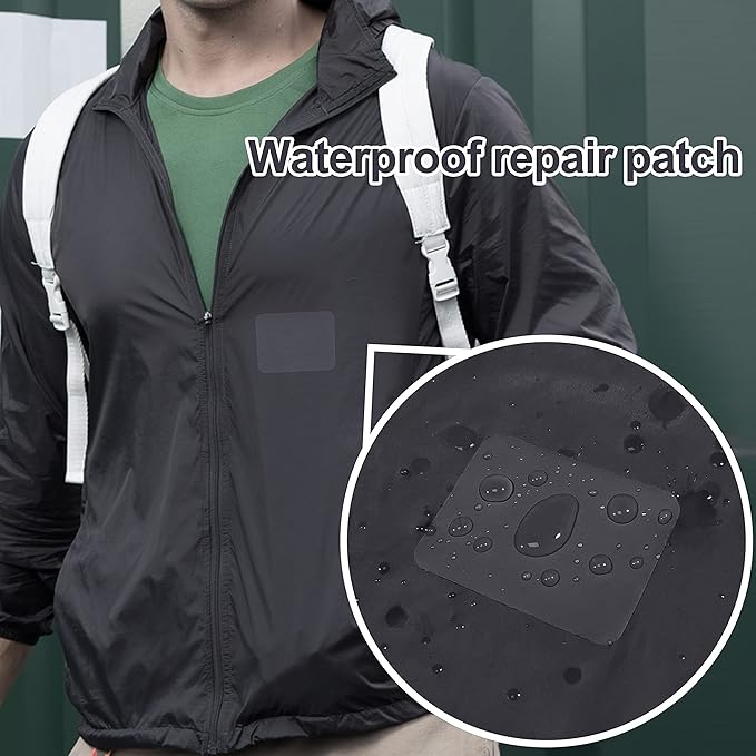 Azobur 6-Pack Nylon Repair Patch Self Adhesive Vinyl Outdoor Camping Gear Repair Kit,Waterproof Fabric Repair Patches for Down Jacket, Tent, Sleeping Bag （Navy Blue）