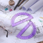 Zonon 2 Pcs 6 Inch Plastic Protractor Math Protractors 180 Degrees Angle Measurement, Translucent for Geometry Classroom Kid Student School Office Supplies(Purple)