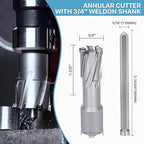 KEENTECH Carbide-Tipped Annular Cutter, 3/4" Diameter x 1-3/8" Depth, 3/4" Weldon Shank (2 Flat), High Speed Cutting TCT Mag Drill Bit with Pilot Pin for Harder Material, Stainless Steel, Cast Iron