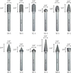 Tungsten Carbide Burr Set - 1/4" Shank 12PCS, 12 Head Types K20 Industrial Metalworking for Steel, Wood, Weld - Deburring, Finishing, Carving (Workshop/Adult Use) by LU&MN