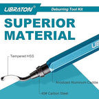 Libraton Deburring Tool with 11 High Speed Steel Blades (BS1010), 360 Degree Rotary Head Deburring Tool for Metal, Resin, Aluminum, Copper, Plastic, 3D Printing, Wood